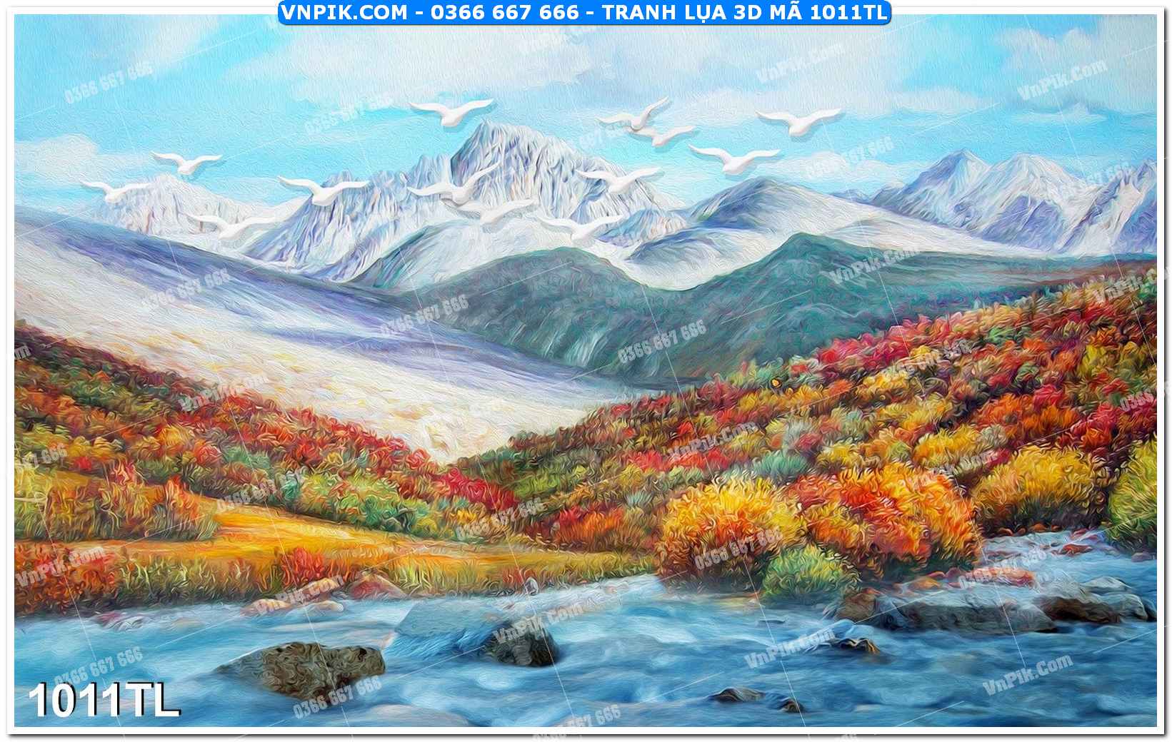 Tranh lụa 3D – Tranh trang trí dán tường 1011TL