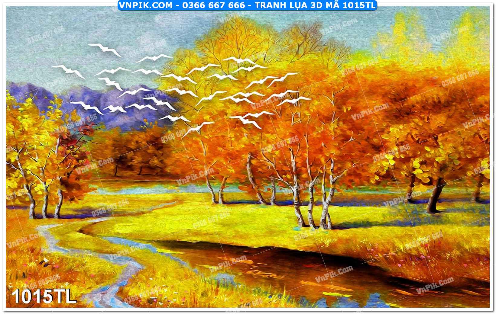 Tranh lụa 3D – Tranh trang trí dán tường 1015TL