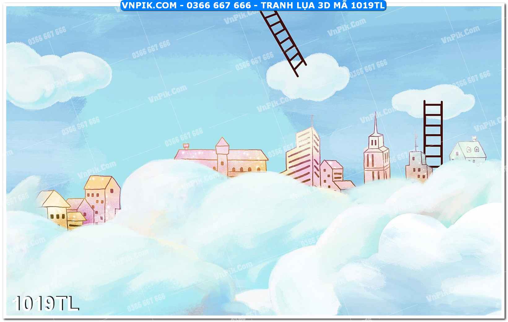 Tranh lụa 3D – Tranh trang trí dán tường 1019TL