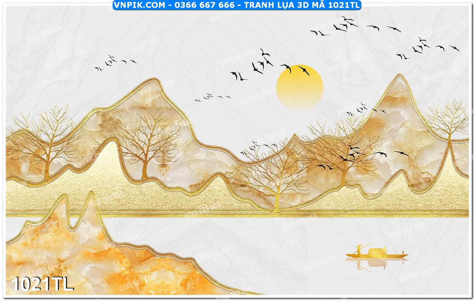 Tranh lụa 3D – Tranh trang trí dán tường 1021TL