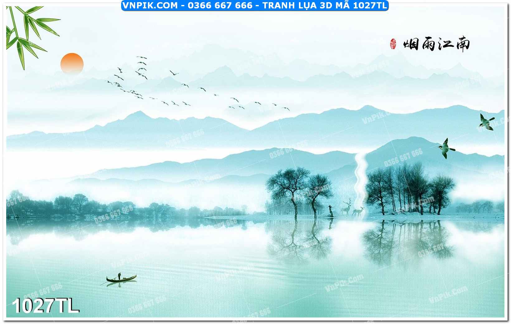 Tranh lụa 3D – Tranh trang trí dán tường 1027TL