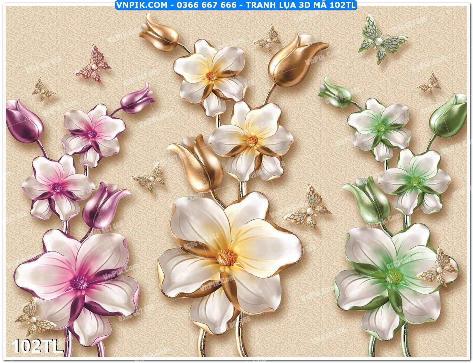 Tranh lụa 3D – Tranh trang trí dán tường 102TL