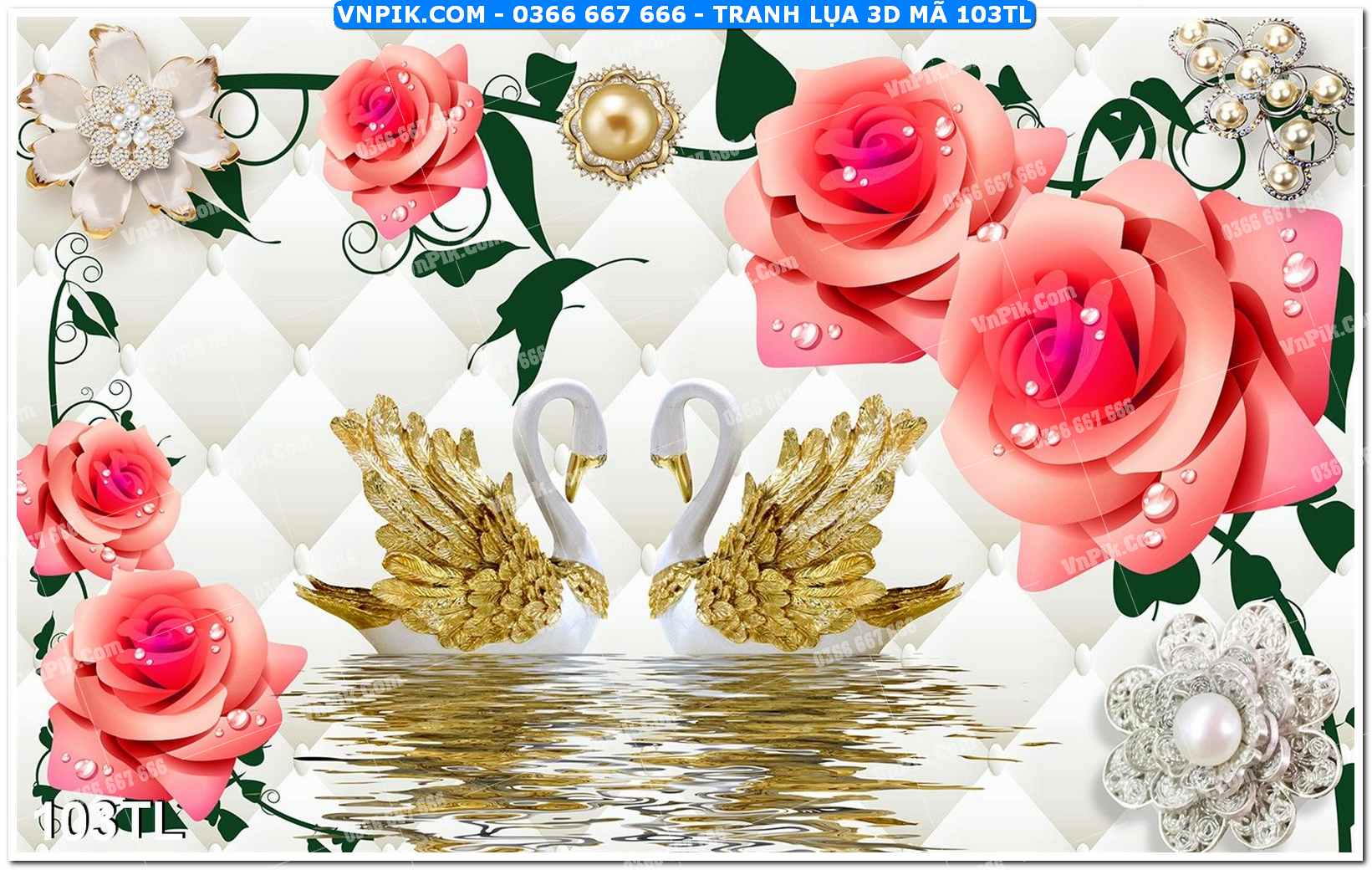 Tranh lụa 3D – Tranh trang trí dán tường 103TL