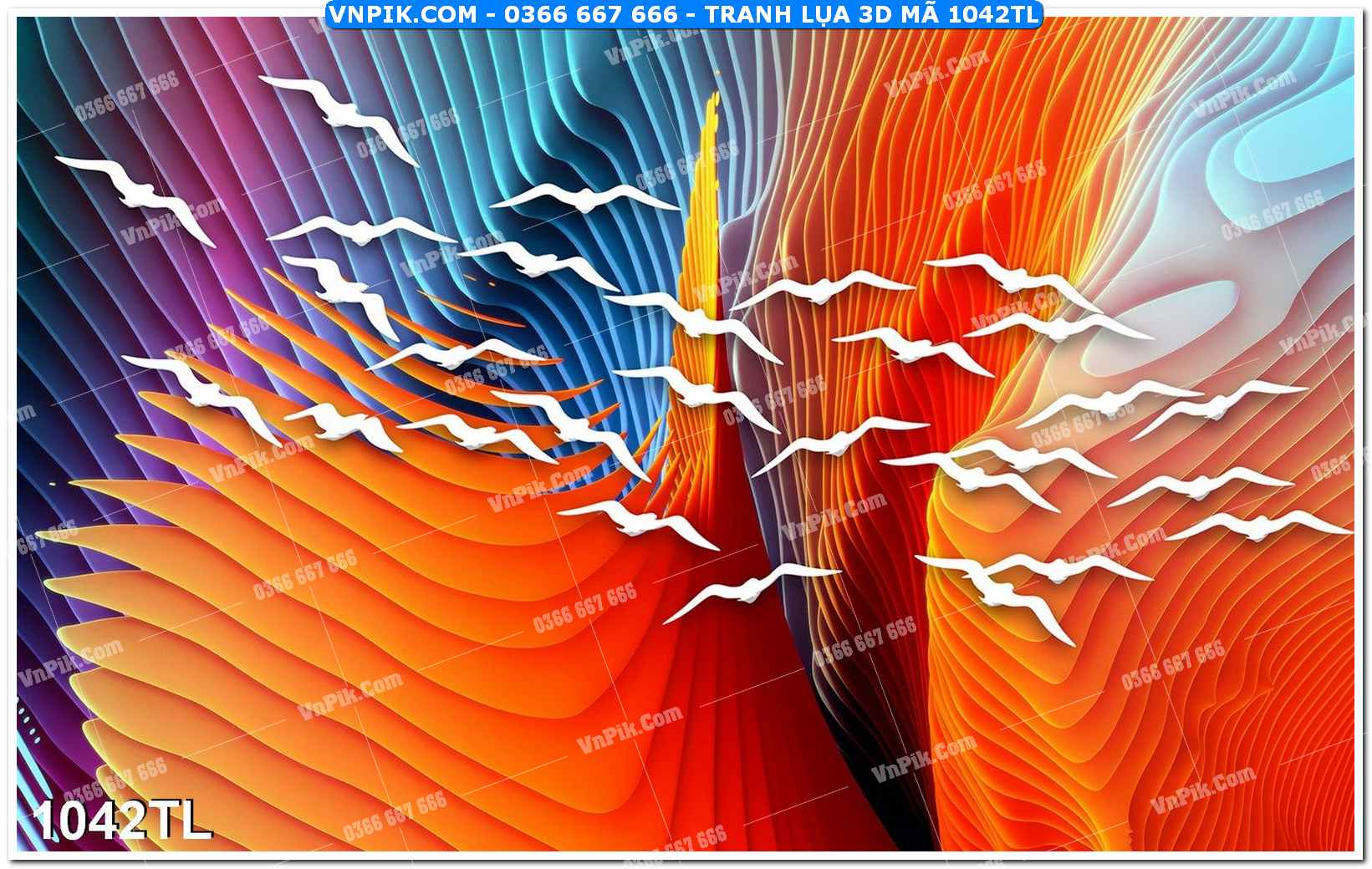 Tranh lụa 3D – Tranh trang trí dán tường 1042TL