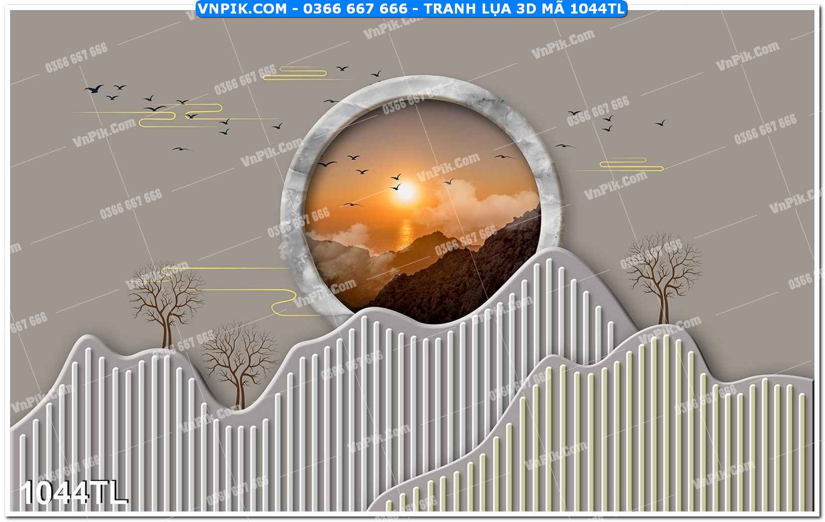 Tranh lụa 3D – Tranh trang trí dán tường 1044TL