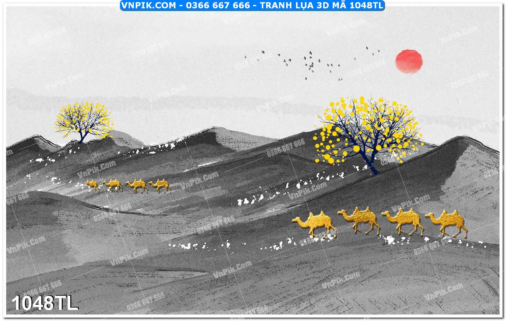 Tranh lụa 3D – Tranh trang trí dán tường 1048TL