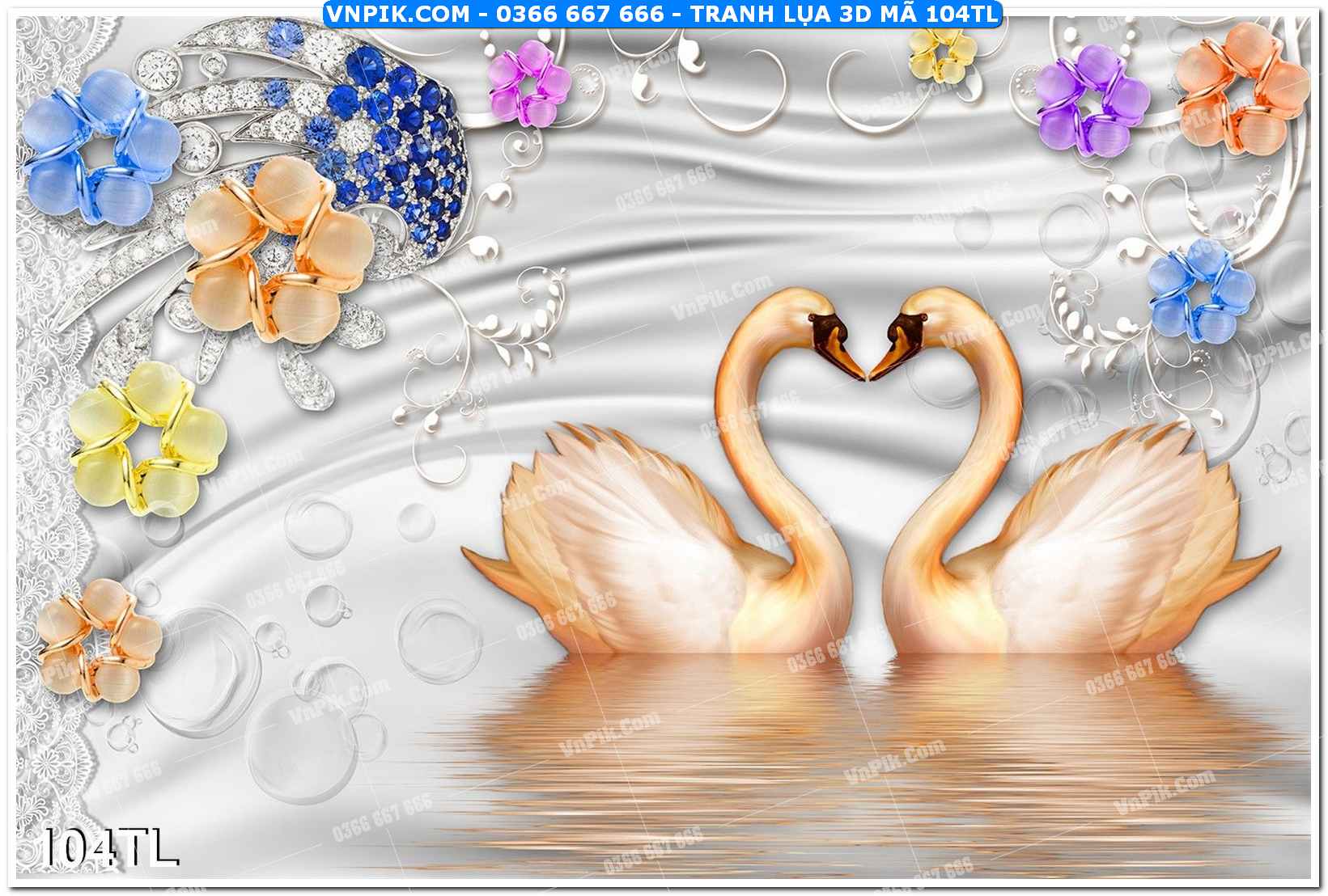 Tranh lụa 3D – Tranh trang trí dán tường 104TL