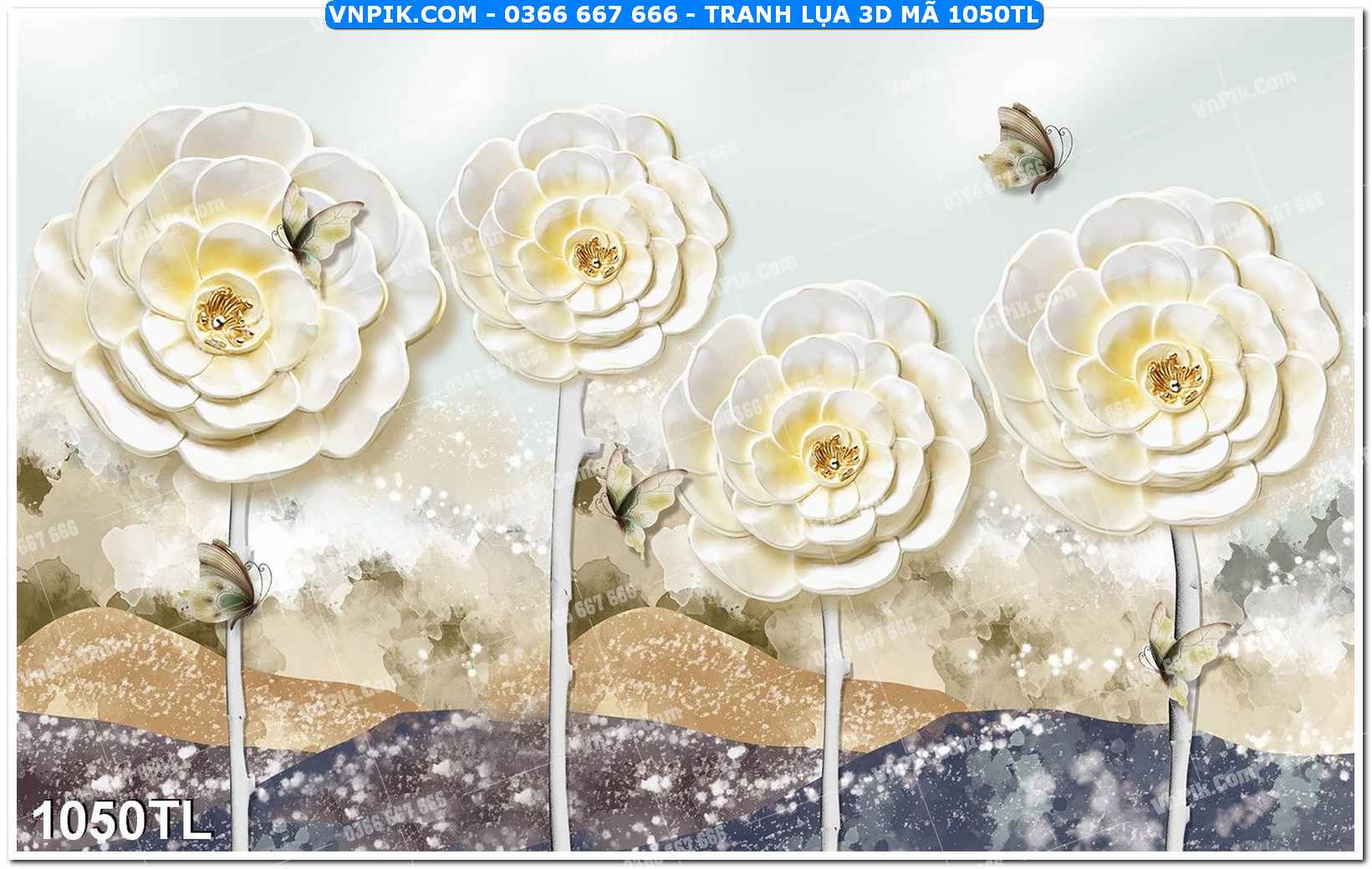 Tranh lụa 3D – Tranh trang trí dán tường 1050TL