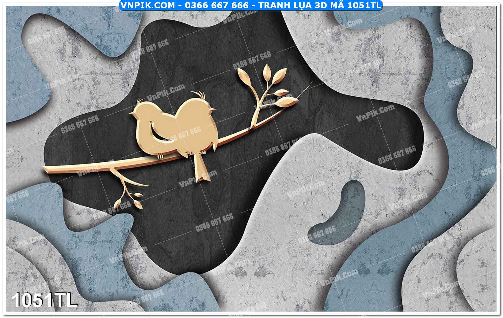 Tranh lụa 3D – Tranh trang trí dán tường 1051TL