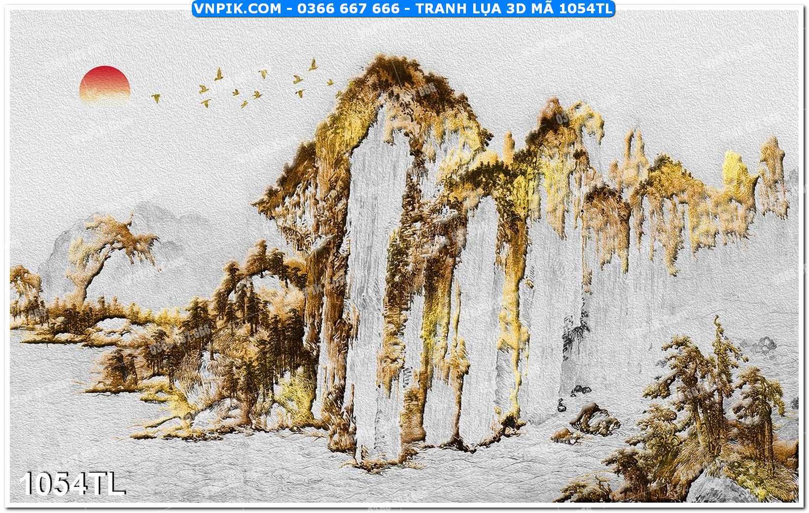 Tranh lụa 3D – Tranh trang trí dán tường 1054TL