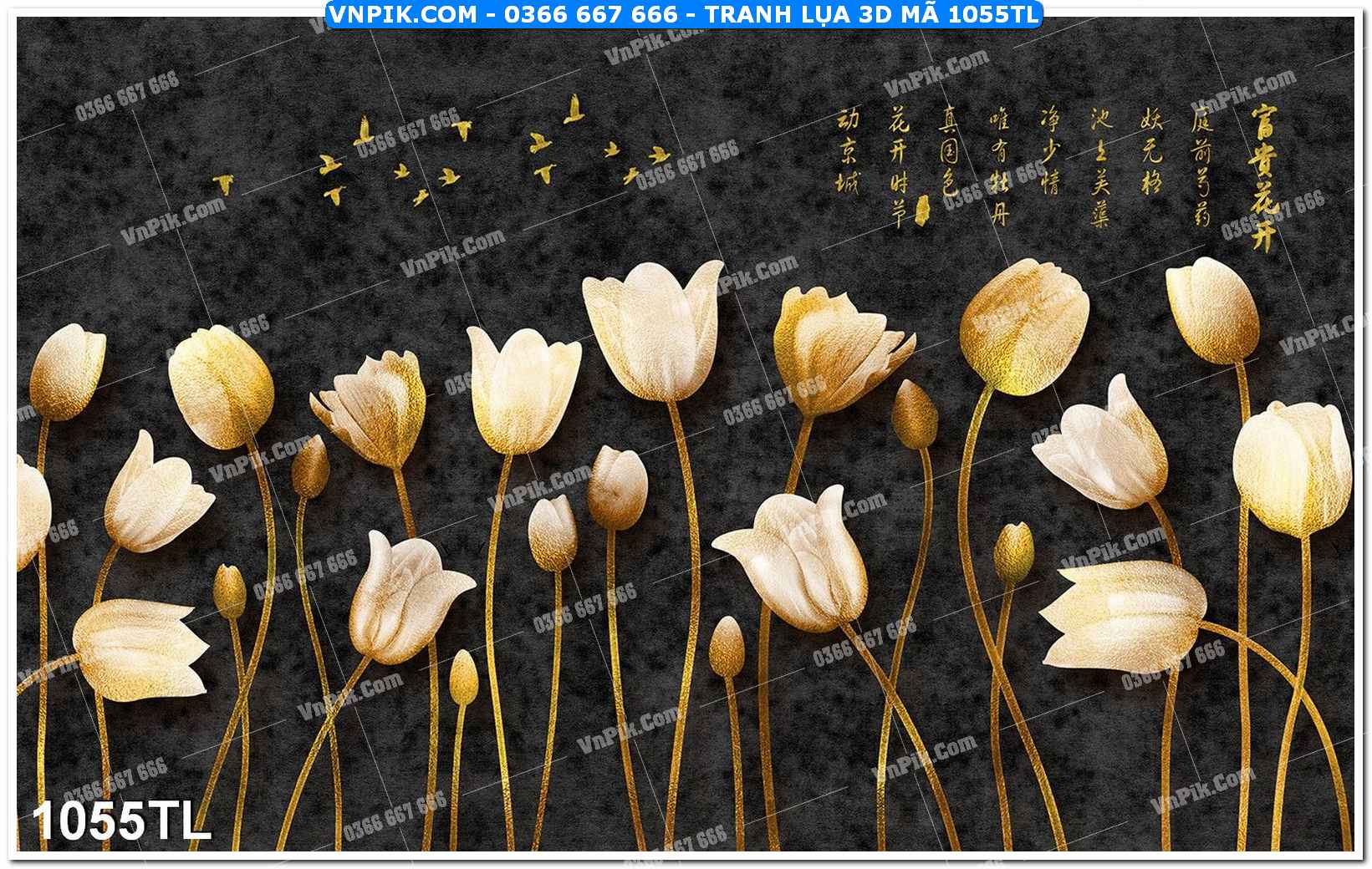 Tranh lụa 3D – Tranh trang trí dán tường 1055TL