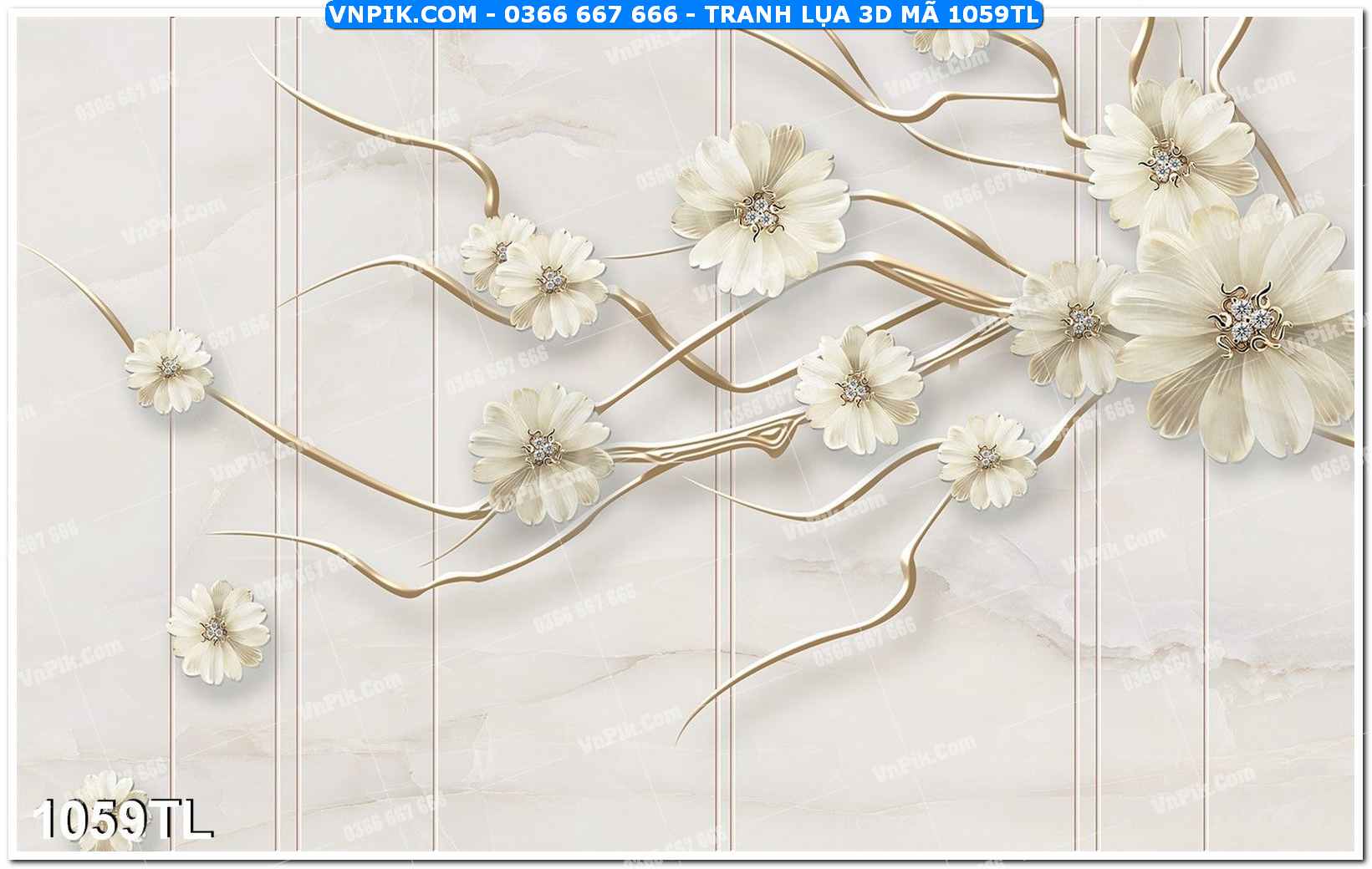 Tranh lụa 3D – Tranh trang trí dán tường 1059TL