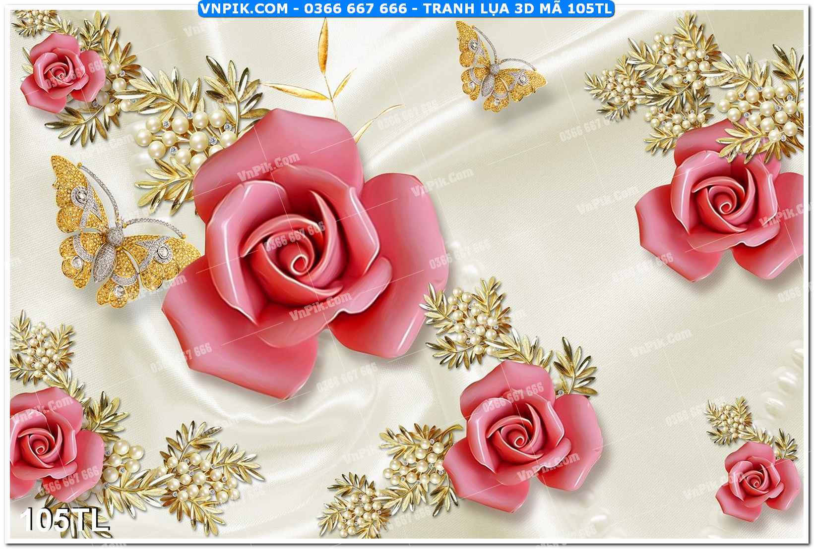 Tranh lụa 3D – Tranh trang trí dán tường 105TL