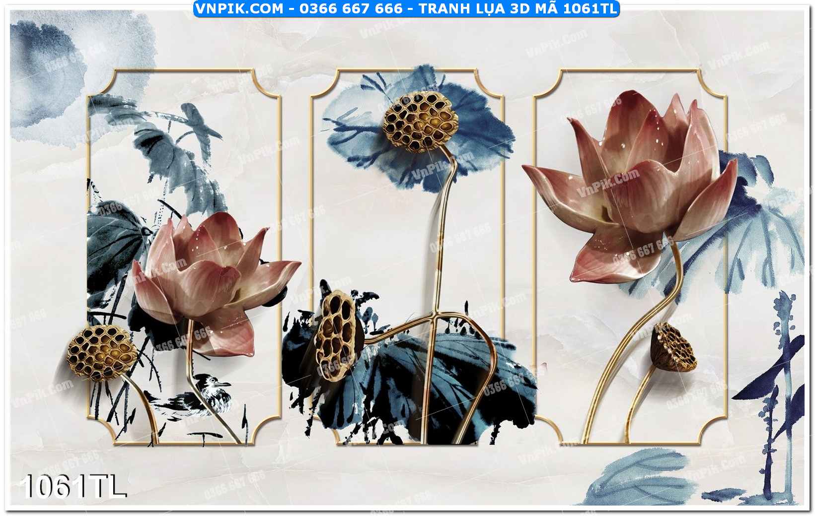 Tranh lụa 3D – Tranh trang trí dán tường 1061TL