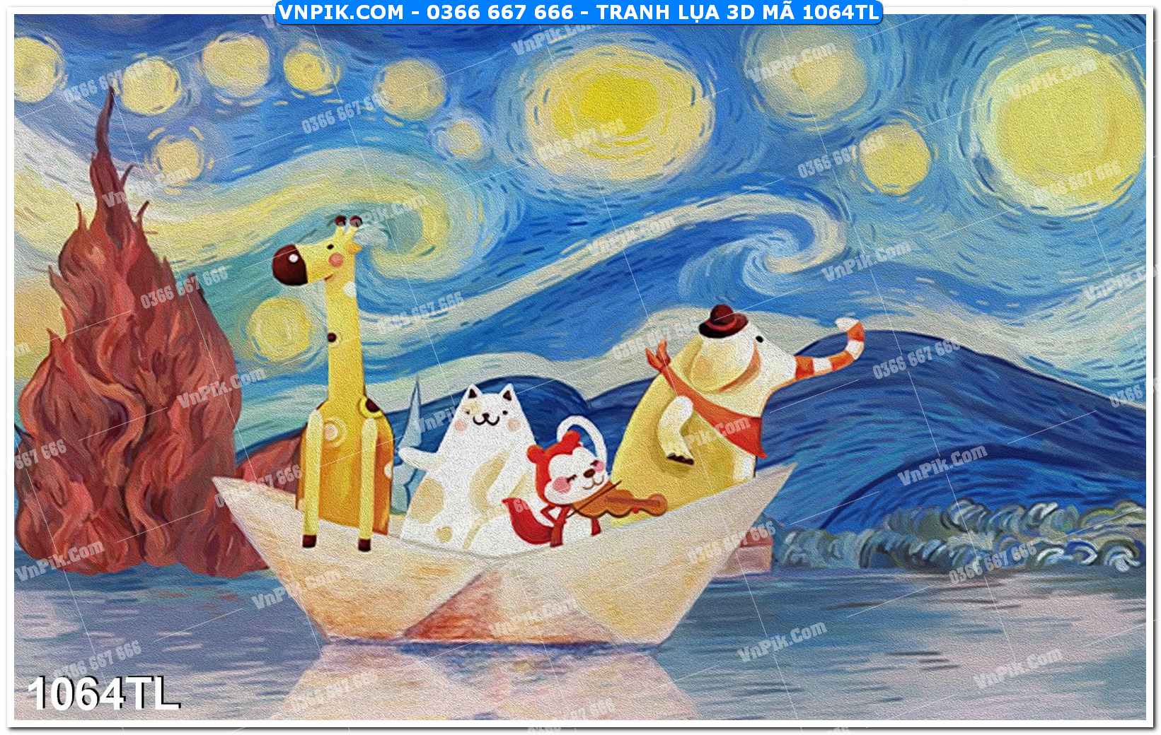 Tranh lụa 3D – Tranh trang trí dán tường 1064TL