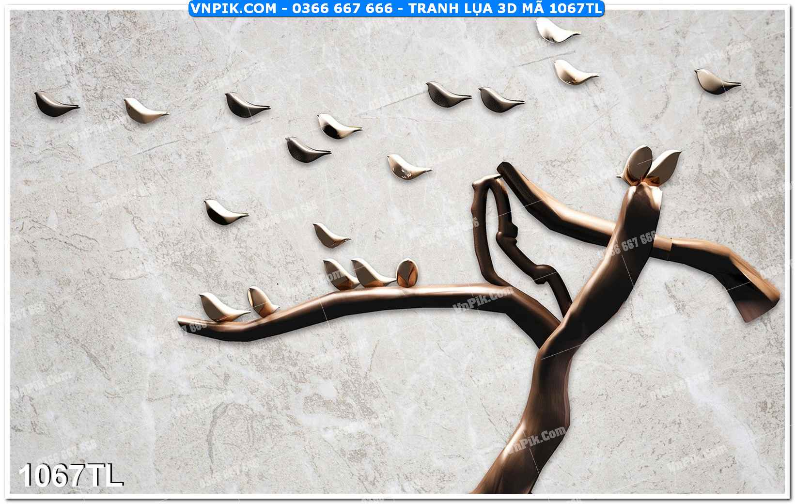 Tranh lụa 3D – Tranh trang trí dán tường 1067TL