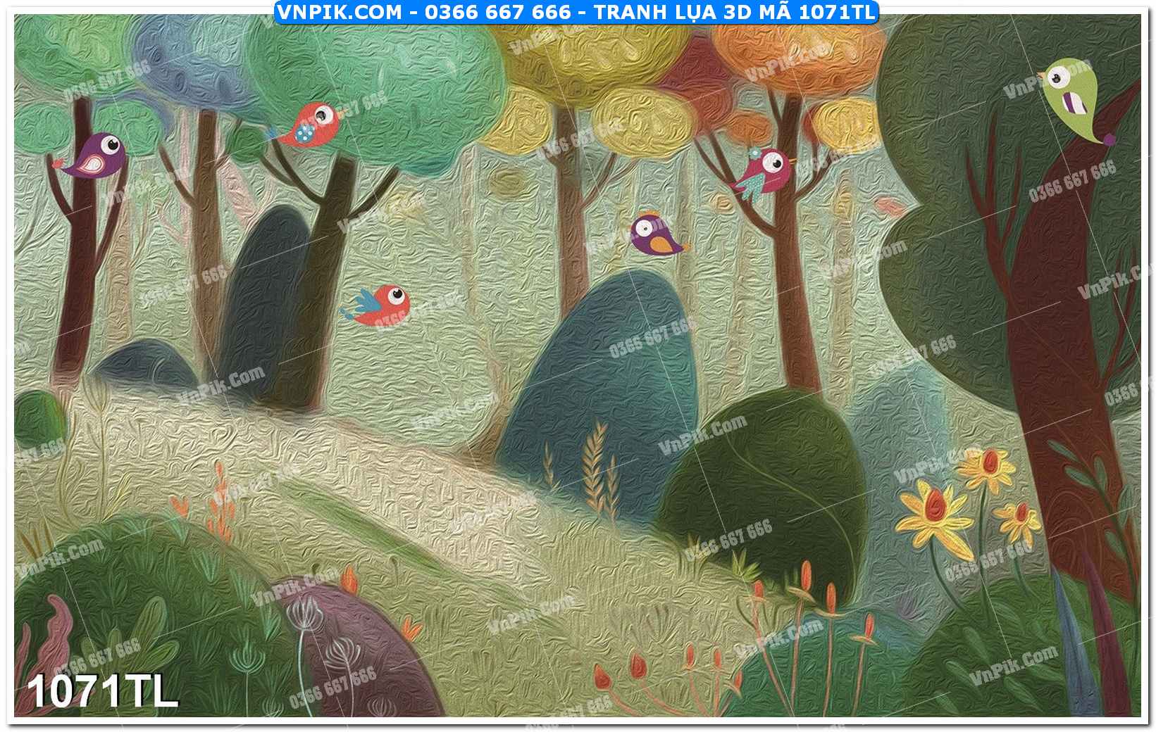 Tranh lụa 3D – Tranh trang trí dán tường 1071TL