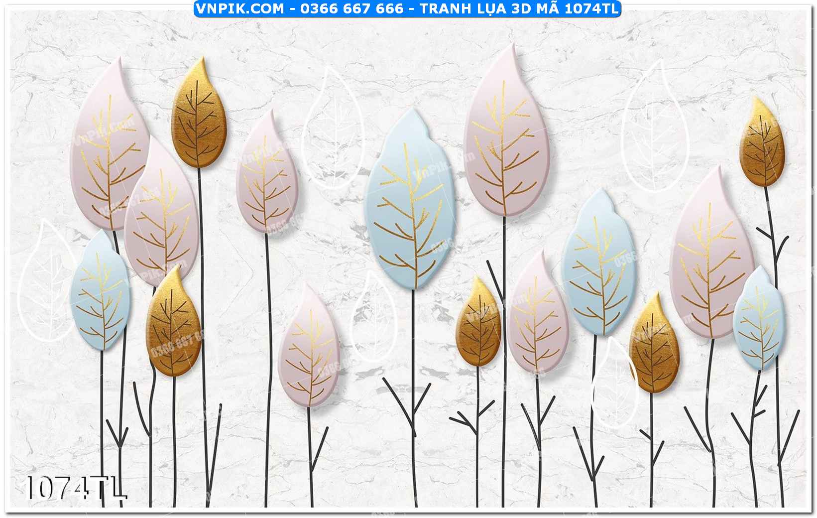 Tranh lụa 3D – Tranh trang trí dán tường 1074TL