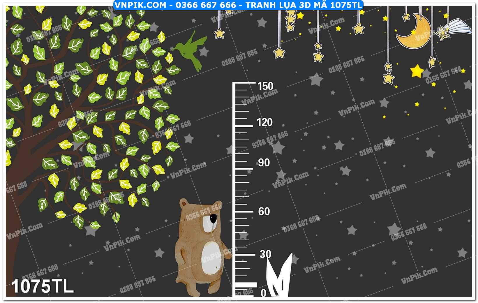 Tranh lụa 3D – Tranh trang trí dán tường 1075TL