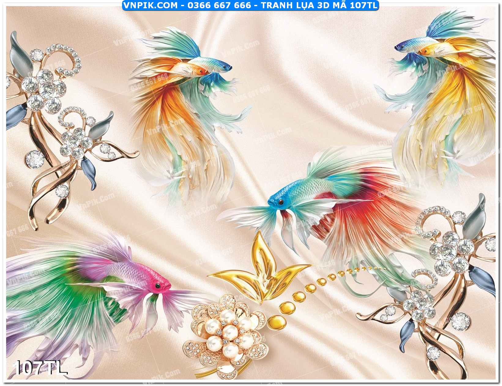 Tranh lụa 3D – Tranh trang trí dán tường 107TL