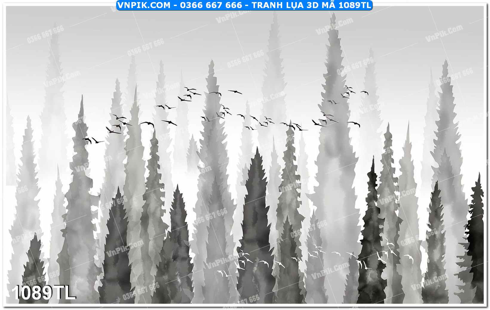 Tranh lụa 3D – Tranh trang trí dán tường 1089TL