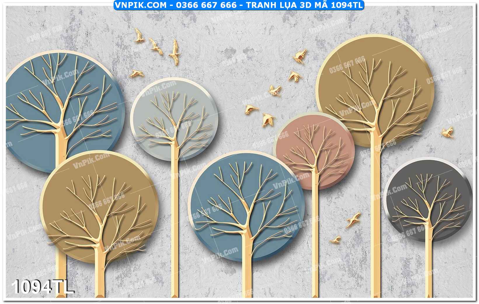 Tranh lụa 3D – Tranh trang trí dán tường 1094TL