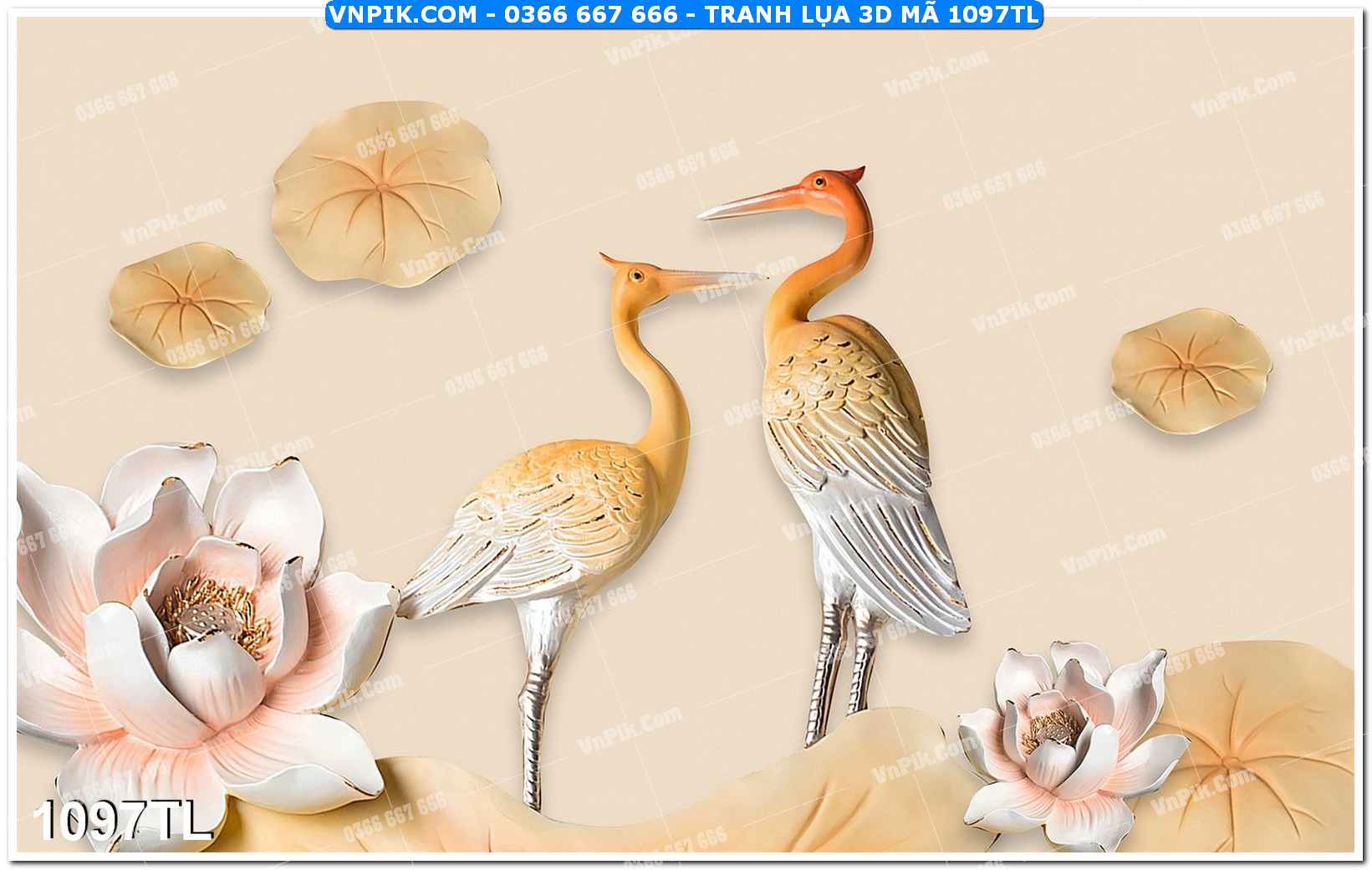 Tranh lụa 3D – Tranh trang trí dán tường 1097TL