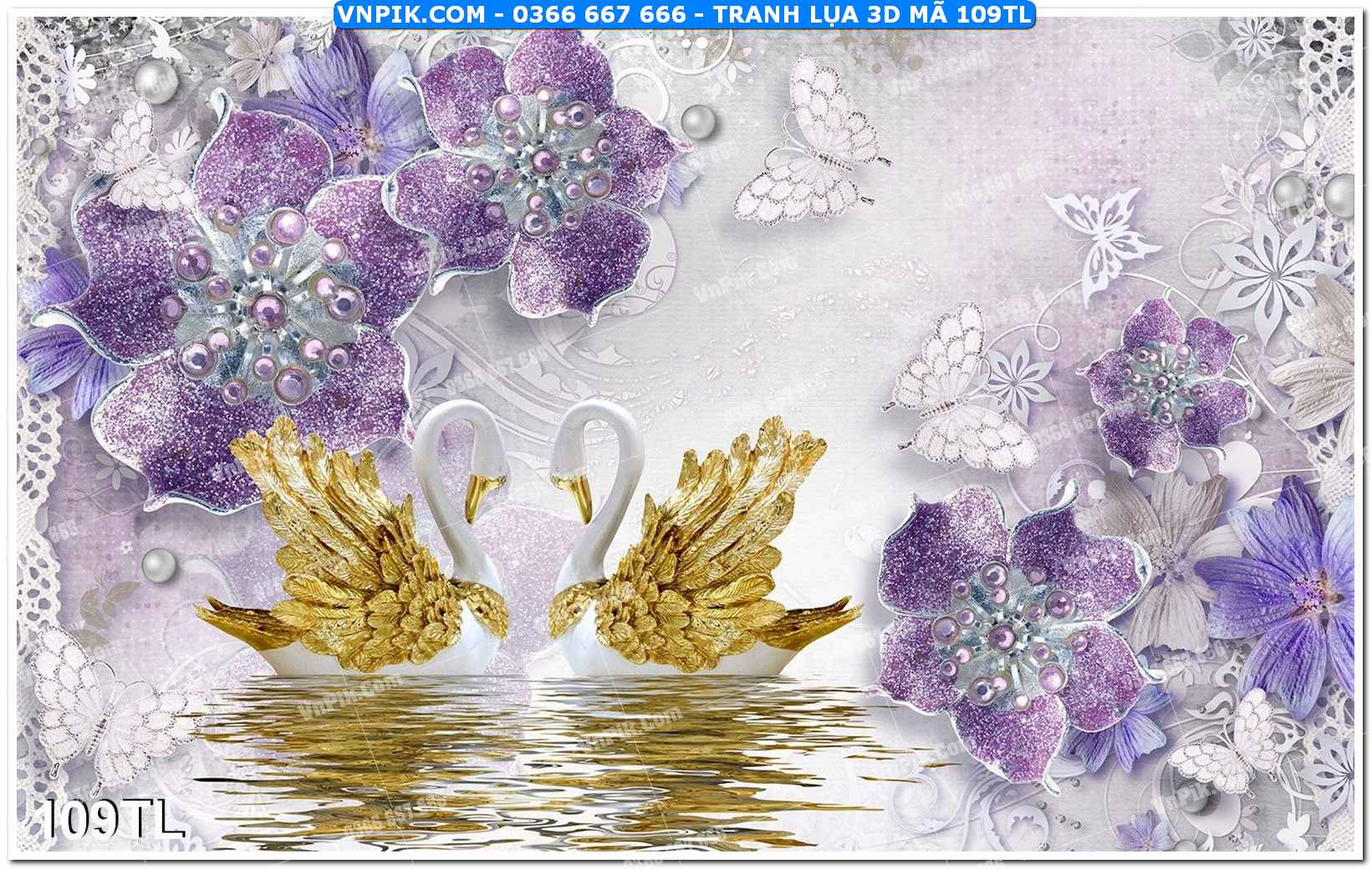 Tranh lụa 3D – Tranh trang trí dán tường 109TL