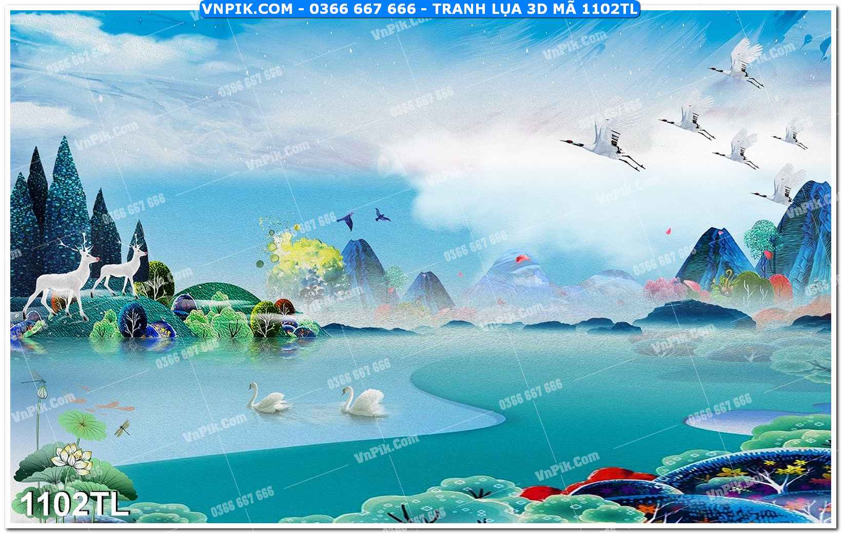 Tranh lụa 3D – Tranh trang trí dán tường 1102TL