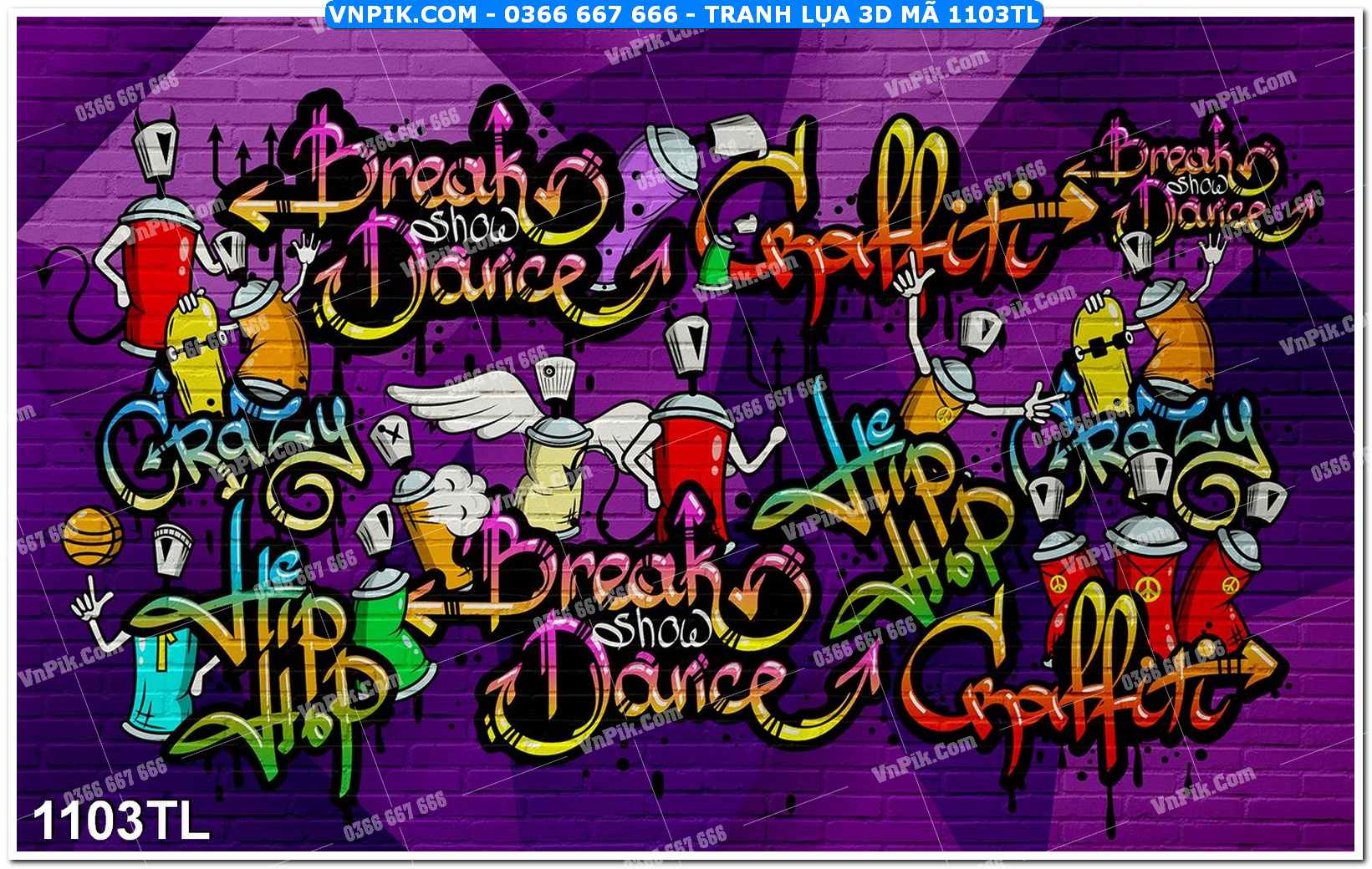 Tranh lụa 3D – Tranh trang trí dán tường 1103TL