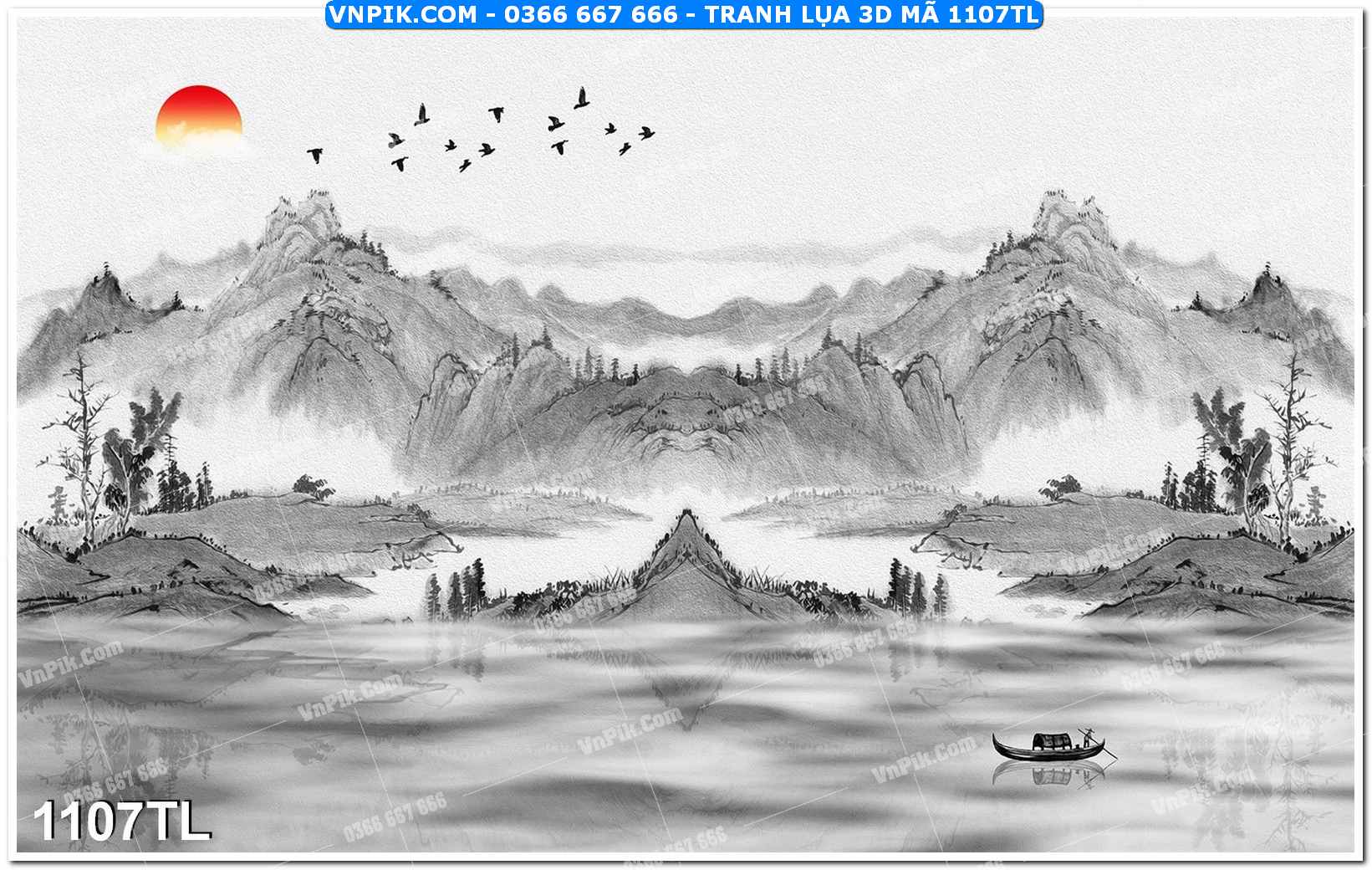 Tranh lụa 3D – Tranh trang trí dán tường 1107TL