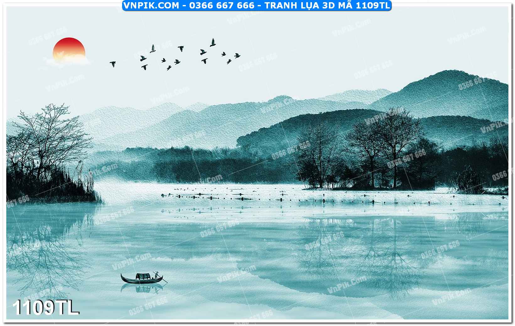 Tranh lụa 3D – Tranh trang trí dán tường 1109TL