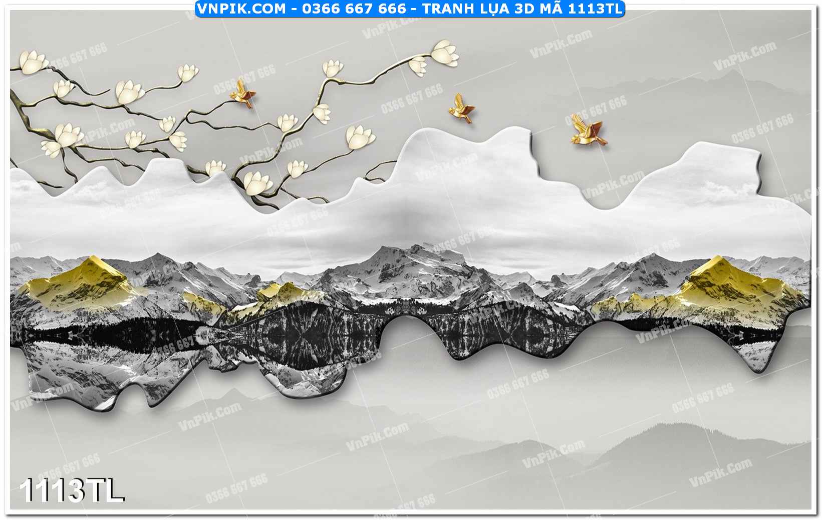 Tranh lụa 3D – Tranh trang trí dán tường 1113TL