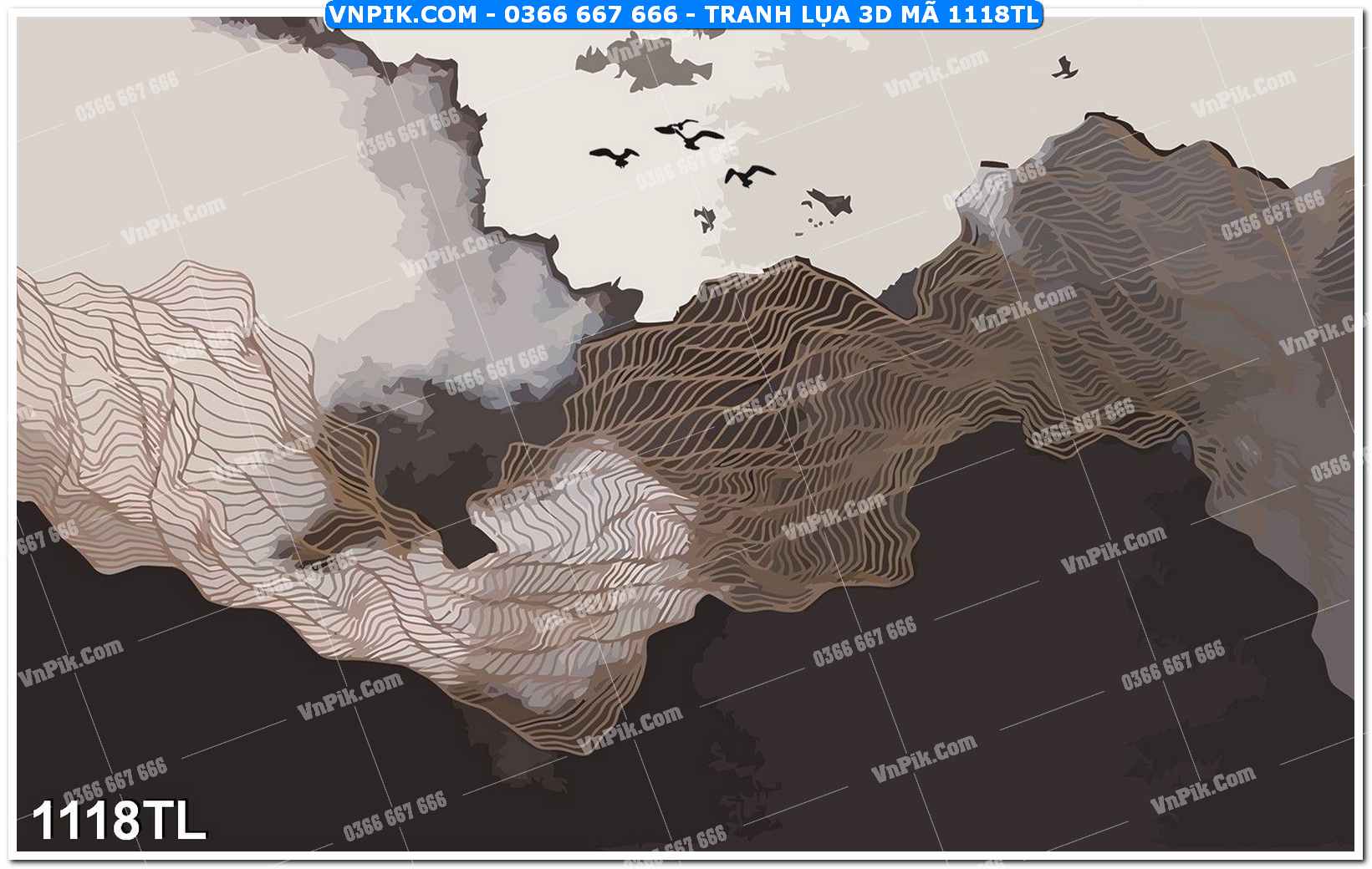 Tranh lụa 3D – Tranh trang trí dán tường 1118TL