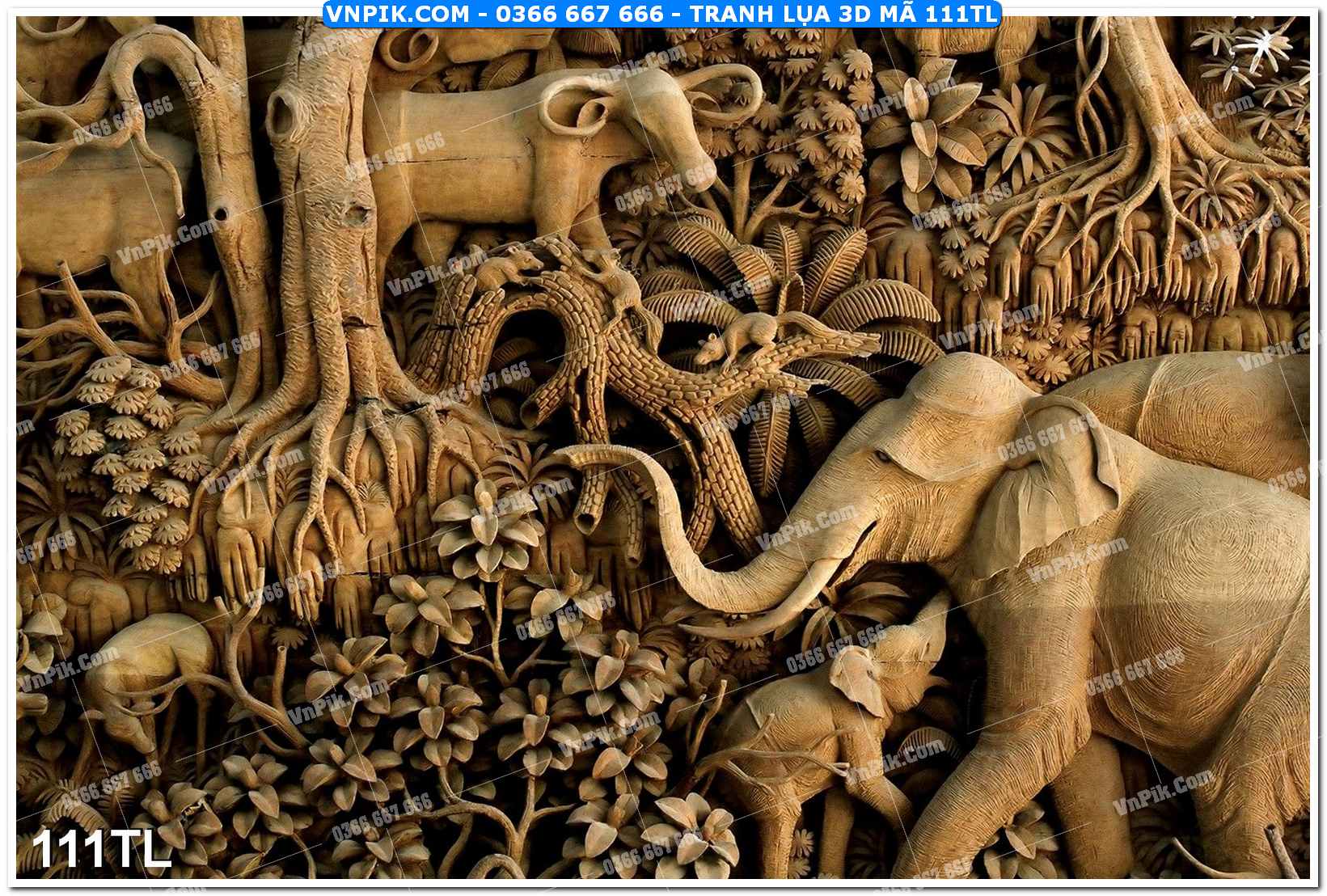 Tranh lụa 3D – Tranh trang trí dán tường 111TL