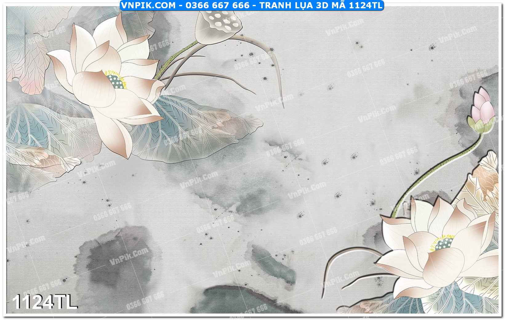 Tranh lụa 3D – Tranh trang trí dán tường 1124TL