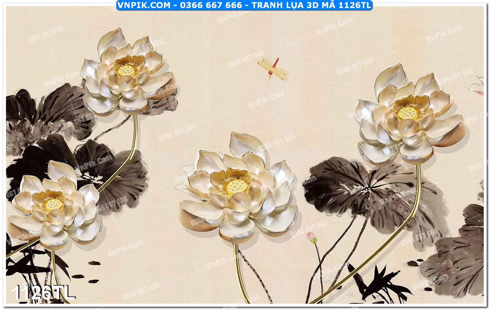 Tranh lụa 3D – Tranh trang trí dán tường 1126TL