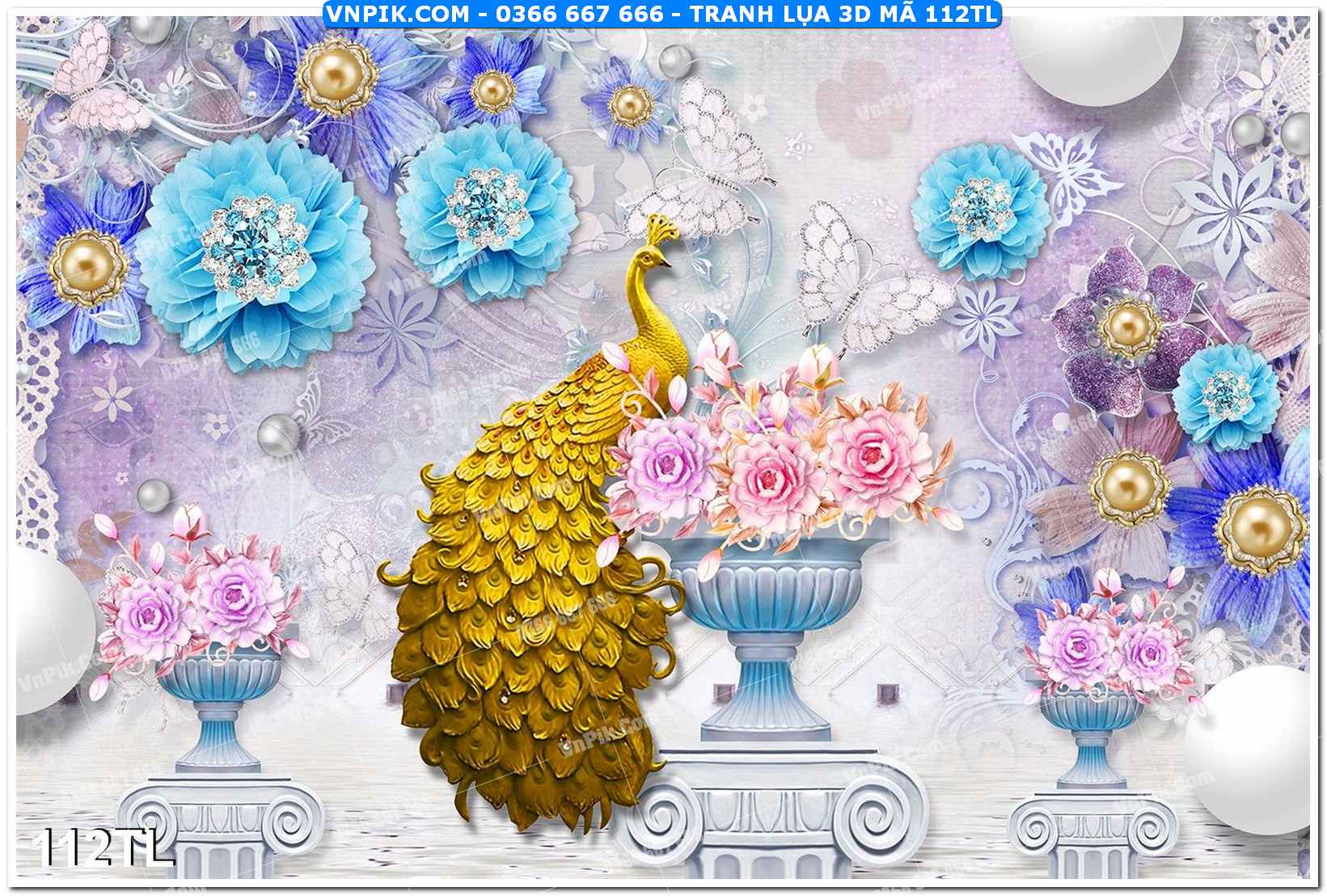 Tranh lụa 3D – Tranh trang trí dán tường 112TL