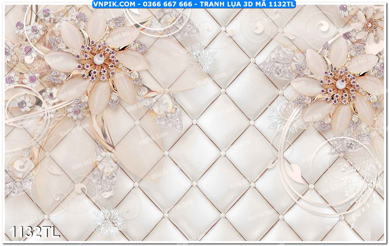 Tranh lụa 3D – Tranh trang trí dán tường 1132TL