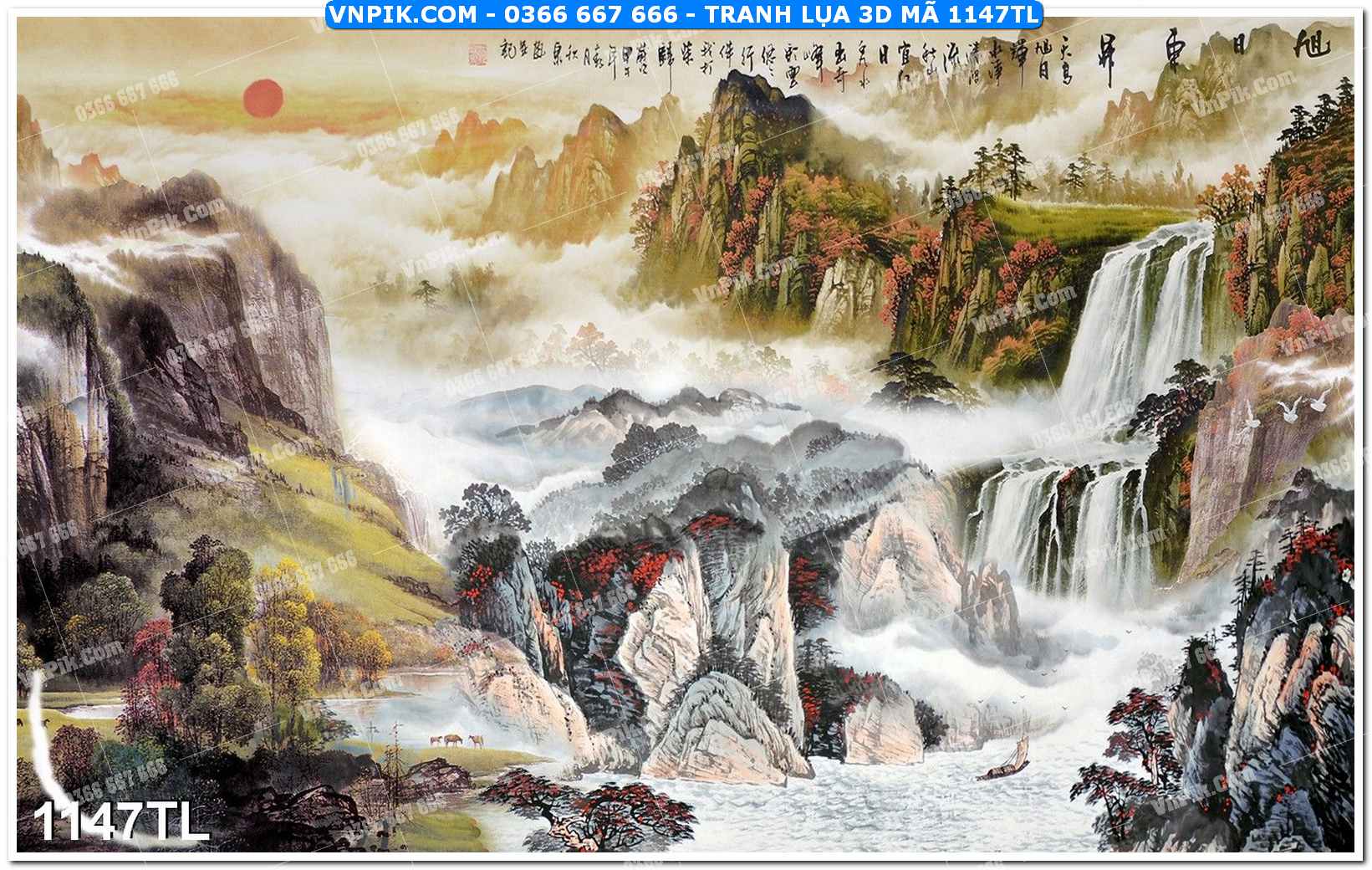 Tranh lụa 3D – Tranh trang trí dán tường 1147TL