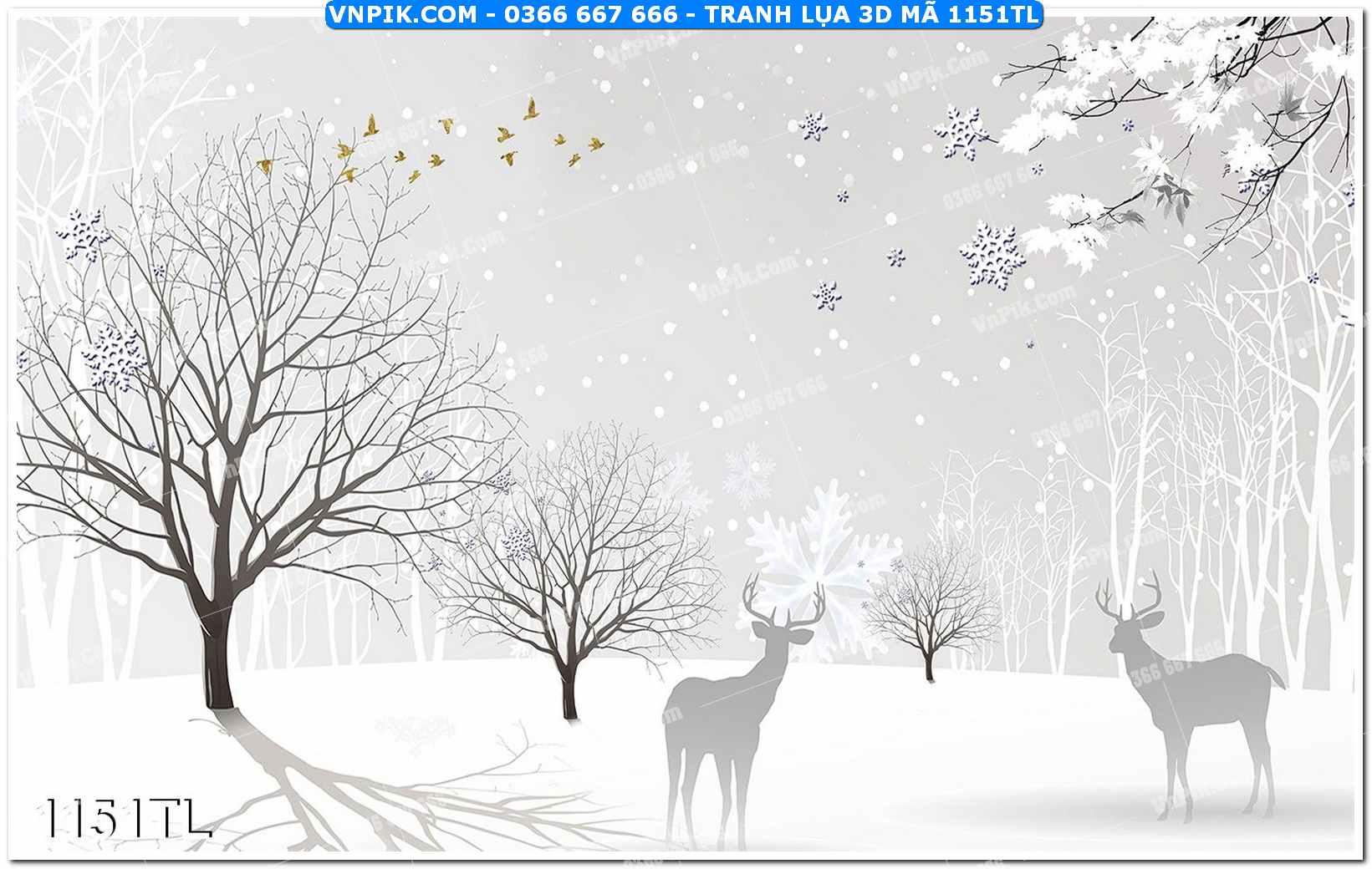 Tranh lụa 3D – Tranh trang trí dán tường 1151TL