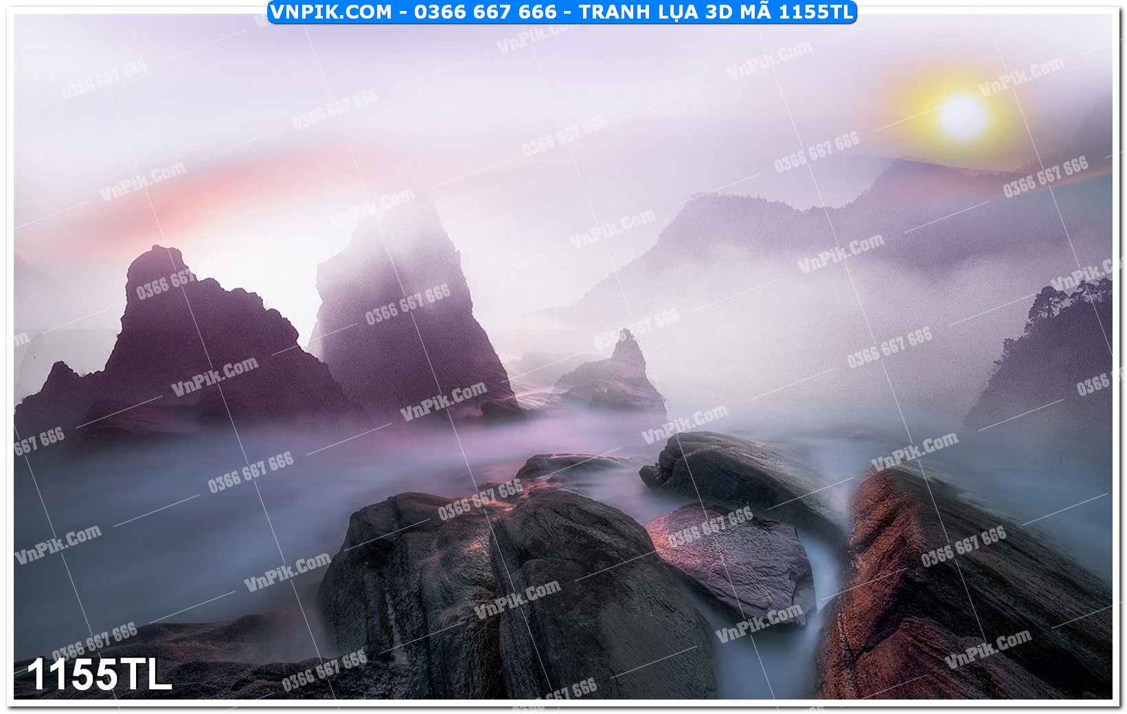 Tranh lụa 3D – Tranh trang trí dán tường 1155TL