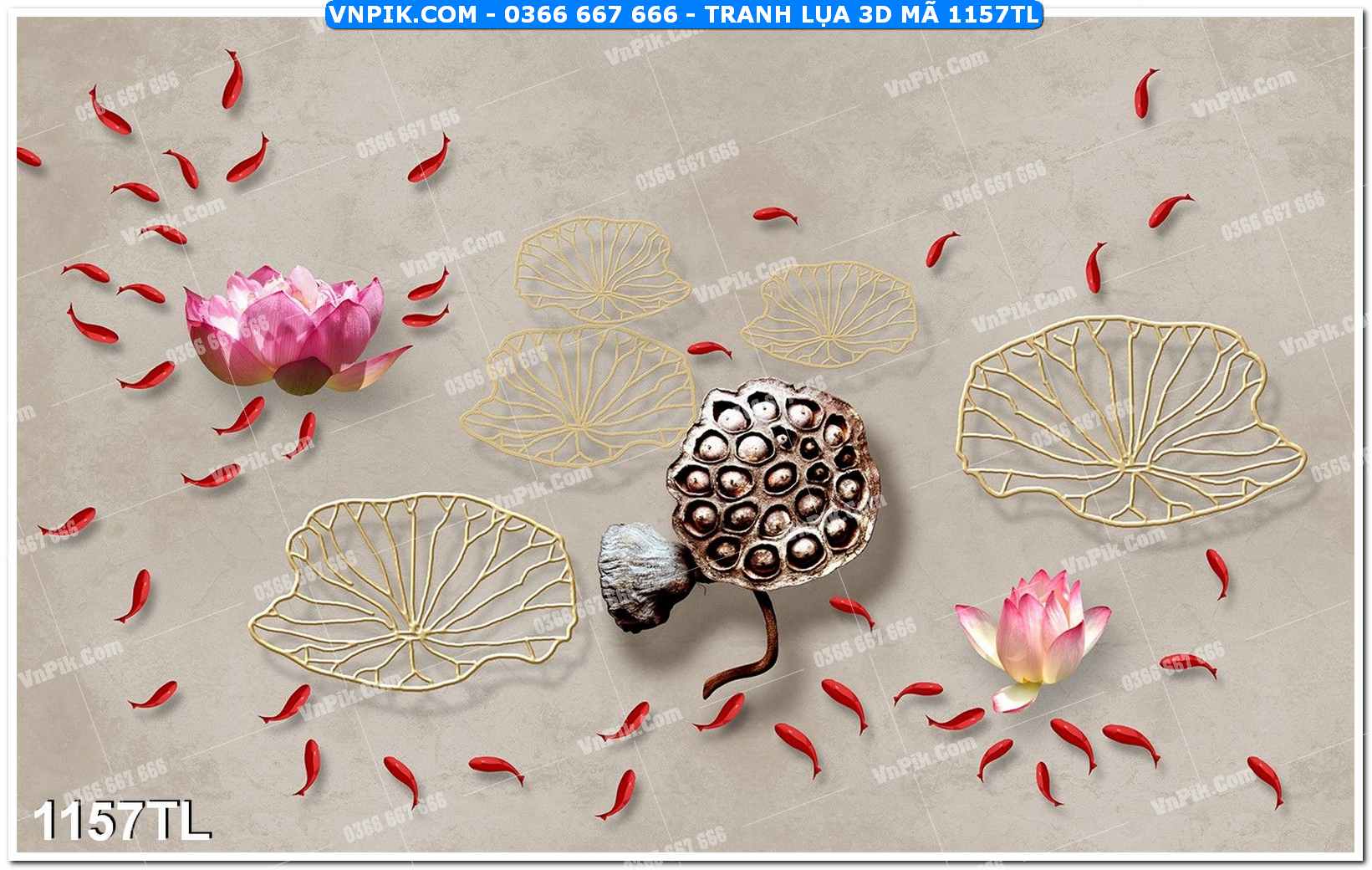 Tranh lụa 3D – Tranh trang trí dán tường 1157TL