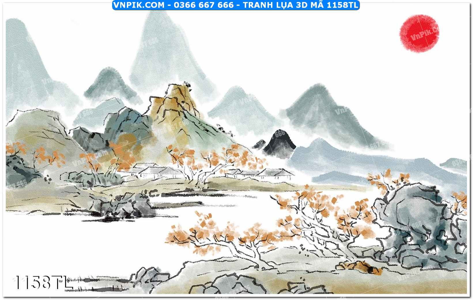 Tranh lụa 3D – Tranh trang trí dán tường 1158TL