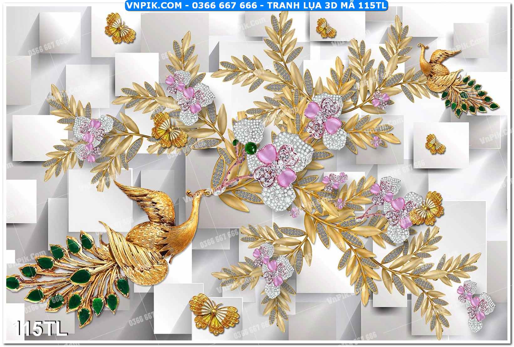 Tranh lụa 3D – Tranh trang trí dán tường 115TL