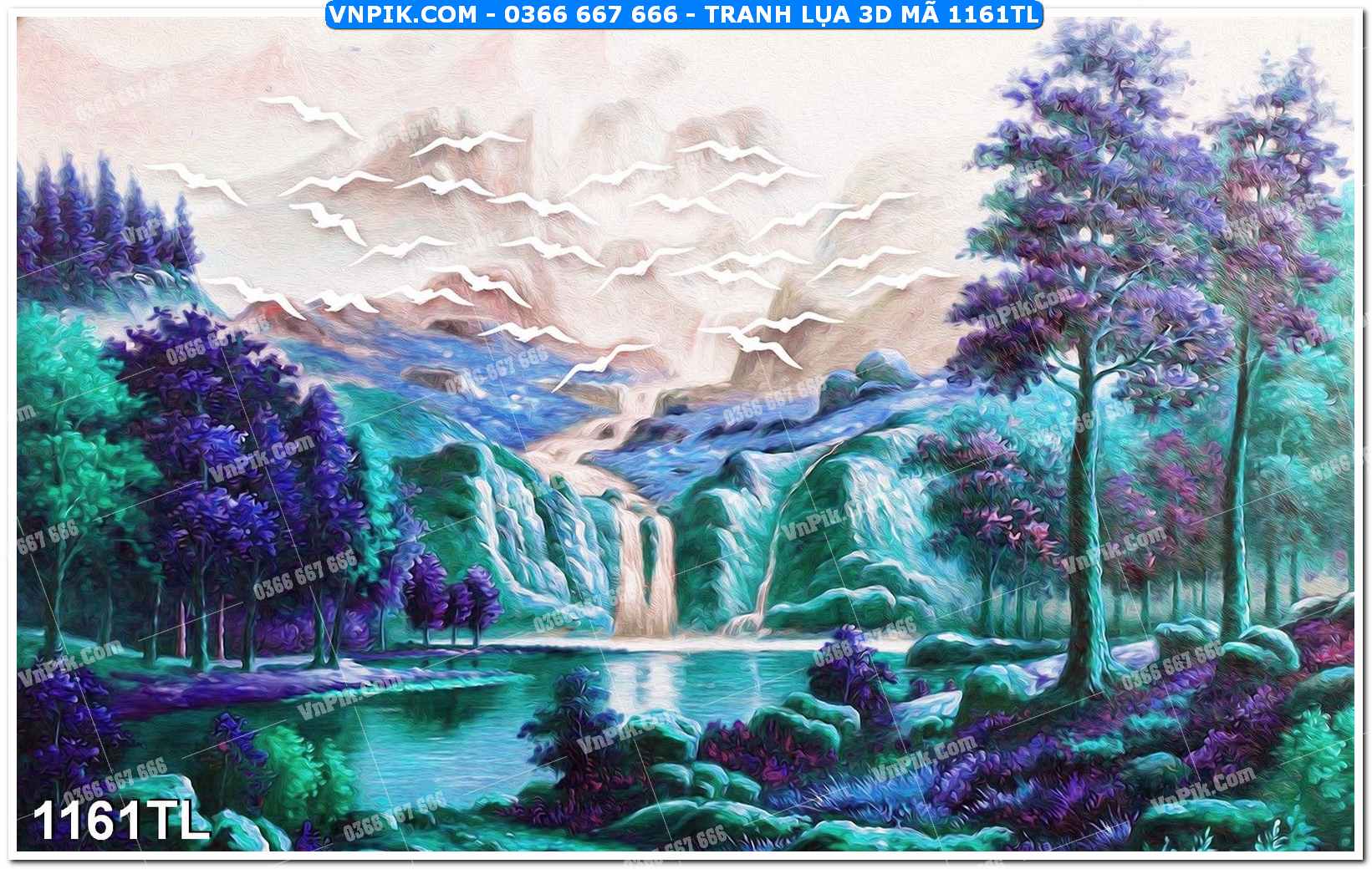 Tranh lụa 3D – Tranh trang trí dán tường 1161TL