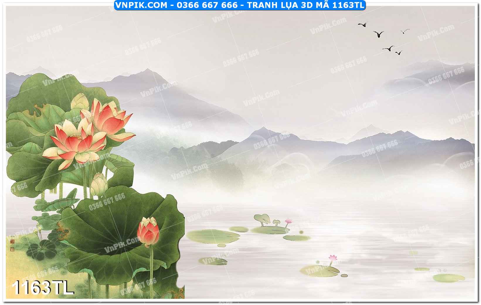 Tranh lụa 3D – Tranh trang trí dán tường 1163TL