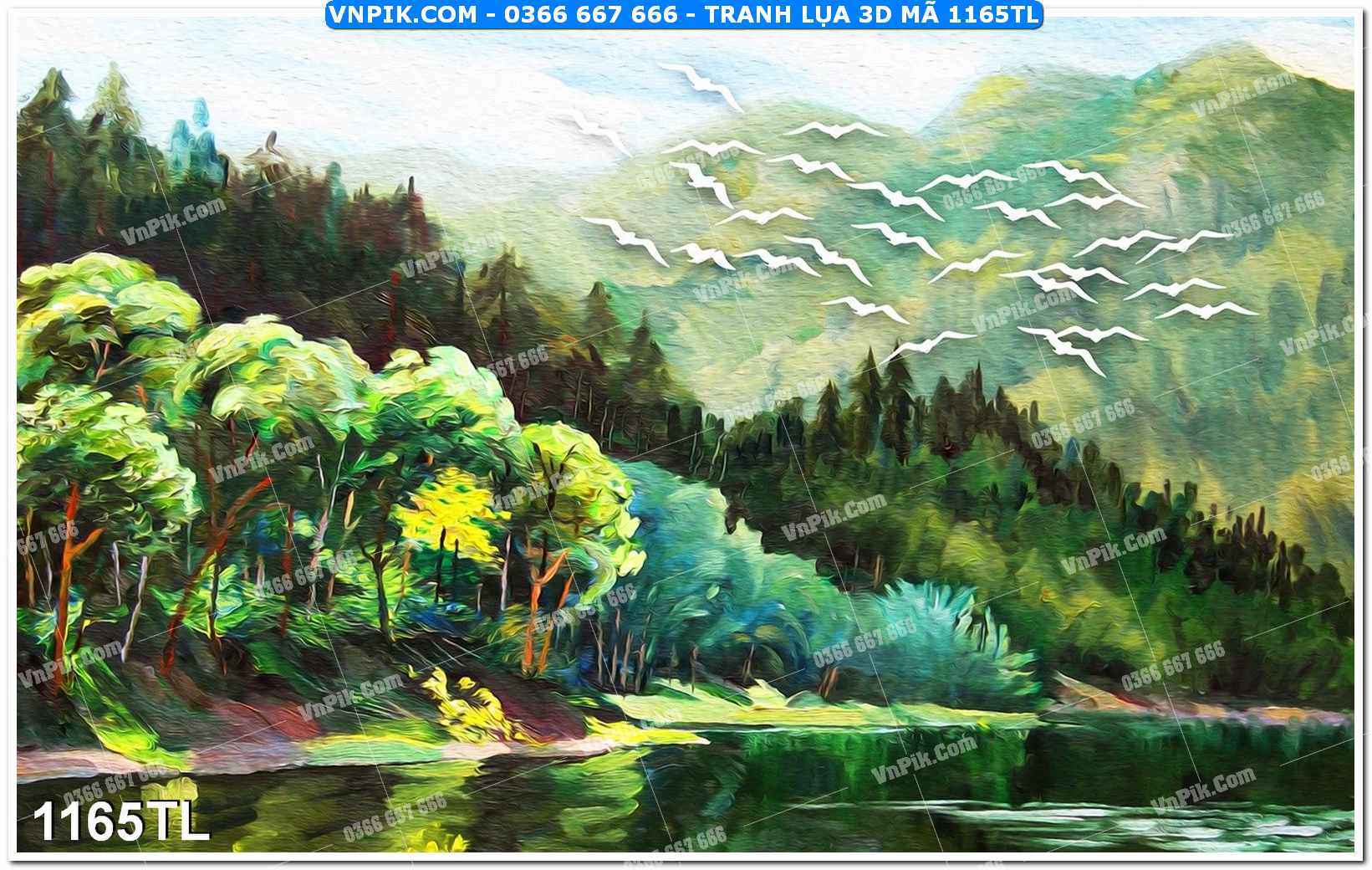 Tranh lụa 3D – Tranh trang trí dán tường 1165TL