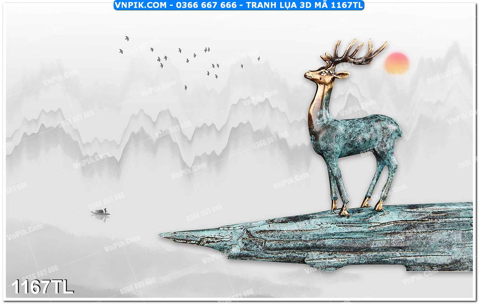 Tranh lụa 3D – Tranh trang trí dán tường 1167TL