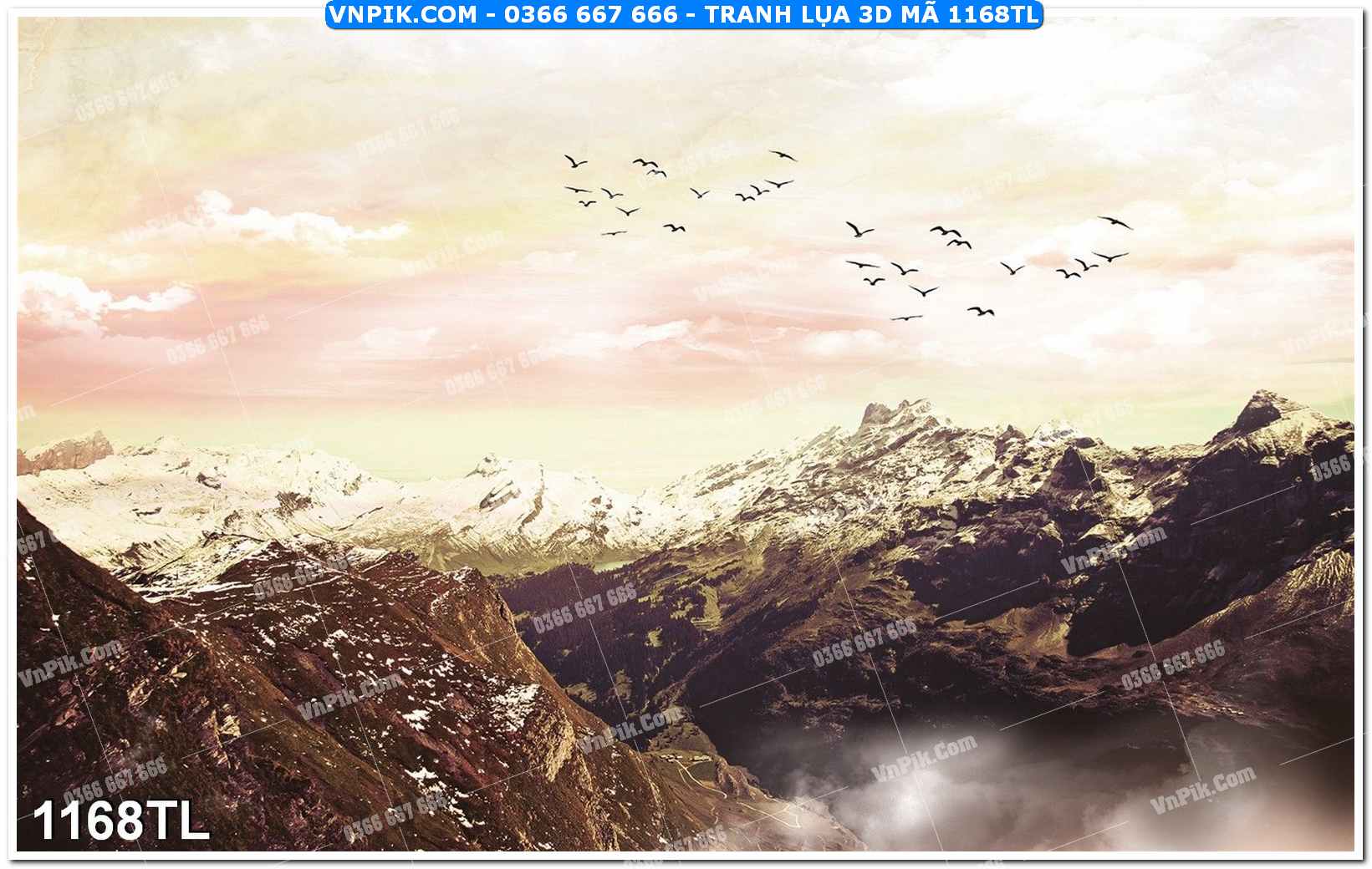 Tranh lụa 3D – Tranh trang trí dán tường 1168TL